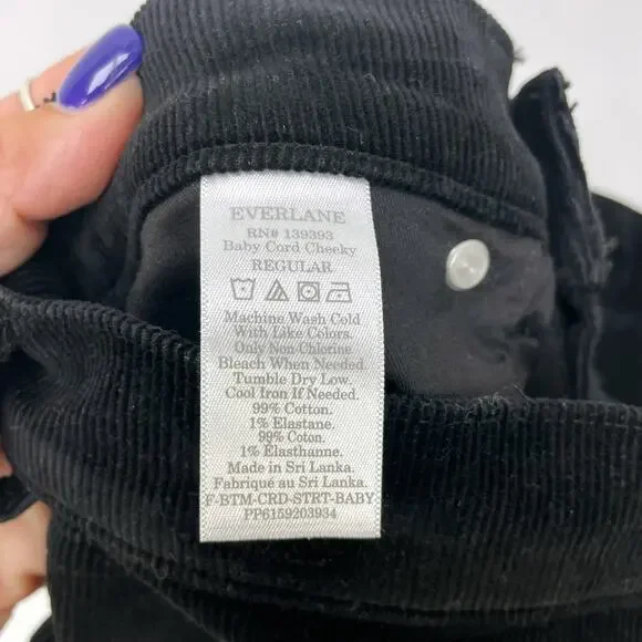Everlane Womens Baby Cord Cheeky Pants 29 US 8 Black Corduroy Straight Leg NWT - Picture 9 of 11